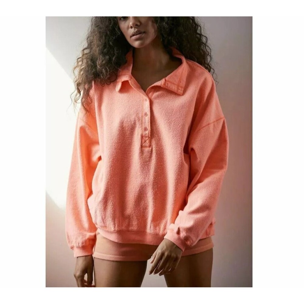 Out From Under Urban Outfitters Jacintha Reverse Henley Sweatshirt Top M 222828